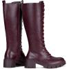 imageVepose Womens 953 Lace Platform Combat Knee High Boots with Comfort Chunky HeelRed Pu