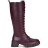 imageVepose Womens 953 Lace Platform Combat Knee High Boots with Comfort Chunky HeelRed Pu