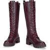 imageVepose Womens 953 Lace Platform Combat Knee High Boots with Comfort Chunky HeelRed Pu