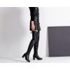 imageVepose Womens Aria Thigh High Over The Knee Boots Cute Suede Long Boots with High Heel and Inner ZipperBlack Pu