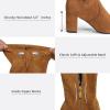 imageVepose Womens Aria Thigh High Over The Knee Boots Cute Suede Long Boots with High Heel and Inner ZipperCamel