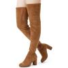 imageVepose Womens Aria Thigh High Over The Knee Boots Cute Suede Long Boots with High Heel and Inner ZipperCamel