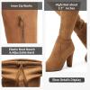imageVepose Womens Aria Thigh High Over The Knee Boots Cute Suede Long Boots with High Heel and Inner ZipperCamel Brown Suede