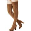 imageVepose Womens Aria Thigh High Over The Knee Boots Cute Suede Long Boots with High Heel and Inner ZipperCamel Brown Suede