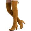 imageVepose Womens Aria Thigh High Over The Knee Boots Cute Suede Long Boots with High Heel and Inner ZipperKhaki Coffee Suede