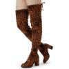 imageVepose Womens Aria Thigh High Over The Knee Boots Cute Suede Long Boots with High Heel and Inner ZipperLeopard
