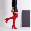 imageVepose Womens Aria Thigh High Over The Knee Boots Cute Suede Long Boots with High Heel and Inner ZipperLight Red Suede