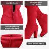 imageVepose Womens Aria Thigh High Over The Knee Boots Cute Suede Long Boots with High Heel and Inner ZipperLight Red Suede