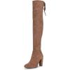 imageVepose Womens Aria Thigh High Over The Knee Boots Cute Suede Long Boots with High Heel and Inner ZipperMocha Toffee Suede