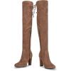 imageVepose Womens Aria Thigh High Over The Knee Boots Cute Suede Long Boots with High Heel and Inner ZipperMocha Toffee Suede