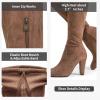 imageVepose Womens Aria Thigh High Over The Knee Boots Cute Suede Long Boots with High Heel and Inner ZipperMocha Toffee Suede
