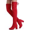 imageVepose Womens Aria Thigh High Over The Knee Boots Cute Suede Long Boots with High Heel and Inner ZipperRed