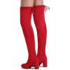 imageVepose Womens Aria Thigh High Over The Knee Boots Cute Suede Long Boots with High Heel and Inner ZipperRed