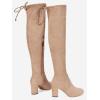 imageVepose Womens Aria Thigh High Over The Knee Boots Cute Suede Long Boots with High Heel and Inner ZipperSand