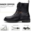 imageVepose Womens Combat Ankle Black Flat Boots Military Fashion 925 Booties Inner ZipperBlack