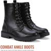 imageVepose Womens Combat Ankle Black Flat Boots Military Fashion 925 Booties Inner ZipperBlack