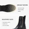 imageVepose Womens Combat Ankle Black Flat Boots Military Fashion 925 Booties Inner ZipperBlack Pu