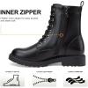 imageVepose Womens Combat Ankle Black Flat Boots Military Fashion 925 Booties Inner ZipperBlack Pu