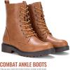 imageVepose Womens Combat Ankle Black Flat Boots Military Fashion 925 Booties Inner ZipperBrown