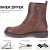 imageVepose Womens Combat Ankle Black Flat Boots Military Fashion 925 Booties Inner ZipperCognac