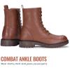 imageVepose Womens Combat Ankle Black Flat Boots Military Fashion 925 Booties Inner ZipperMocha Brown