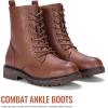 imageVepose Womens Combat Ankle Black Flat Boots Military Fashion 925 Booties Inner ZipperMocha Brown