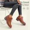imageVepose Womens Short Ankle Boots Low Heel Western Cutout Perforated BootiesClassic Perf912red Brown