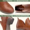 imageVepose Womens Short Ankle Boots Low Heel Western Cutout Perforated BootiesClassic Perf912red Brown