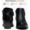 imageVepose Womens Short Ankle Boots Low Heel Western Cutout Perforated BootiesLeather Western911lblack