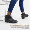 imageVepose Womens Short Ankle Boots Low Heel Western Cutout Perforated BootiesLeather Western911lblack