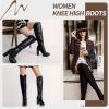 imageVepose Womens Thigh High Black Over The Knee Boots Tall Suede Knee High 996 BootBlackpuimitation Grain997