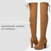 imageVepose Womens Thigh High Over The Knee Boots Suede Fashion Long 35 Inch Heel Boots with ZipperCamelknee High 994