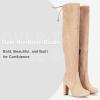 imageVepose Womens Thigh High Over The Knee Boots Suede Fashion Long 35 Inch Heel Boots with ZipperSandknee High 994