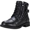 imageVepose Womens 903 Combat Ankle Boots Lace up Comfortable Booties Low HeelBlack Leather Knitting927l