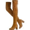 imageVepose Womens Aria Thigh High Over The Knee Boots Cute Suede Long Boots with High Heel and Inner ZipperKhaki