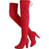 imageVepose Womens Aria Thigh High Over The Knee Boots Cute Suede Long Boots with High Heel and Inner ZipperLight Red Suede