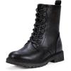 imageVepose Womens Combat Ankle Black Flat Boots Military Fashion 925 Booties Inner ZipperBlack