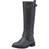 imageVepose Womens Riding Knee High Boots Calf Tall Stretch Retro Low Heel 952 Boots with ZipperGreyriding 952