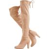 imageVepose Womens Thigh High Over The Knee Boots Suede Fashion Long 35 Inch Heel Boots with ZipperSandknee High 994