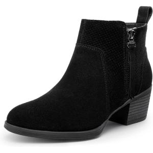 imageVepose Womens 9001 Suede Leather Ankle Boots Dressy Short Booties with Inner Zipper for LadyBlack9003