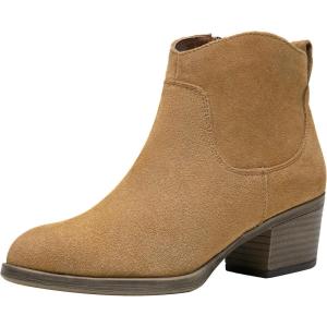 imageVepose Womens 9001 Suede Leather Ankle Boots Dressy Short Booties with Inner Zipper for LadyCamel9001