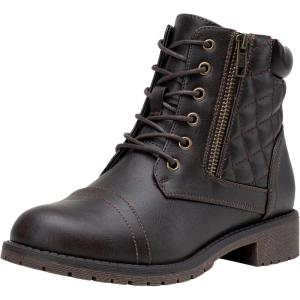 imageVepose Womens 903 Combat Ankle Boots Lace up Comfortable Booties Low HeelDark Brown Pocket903