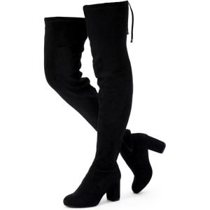 imageVepose Womens Aria Thigh High Over The Knee Boots Cute Suede Long Boots with High Heel and Inner ZipperBlack