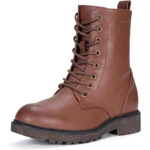 imageVepose Womens Combat Ankle Black Flat Boots Military Fashion 925 Booties Inner ZipperMocha Brown