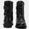 imageVepose Womens Combat Boots Low Heel Mid Calf Military Boots with Card Knife Wallet PocketAhigh Combatblack