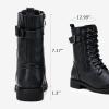 imageVepose Womens Combat Boots Low Heel Mid Calf Military Boots with Card Knife Wallet PocketAmilitaryblack