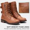 imageVepose Womens Combat Boots Low Heel Mid Calf Military Boots with Card Knife Wallet PocketHigh Combatbrown