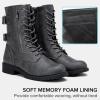 imageVepose Womens Combat Boots Low Heel Mid Calf Military Boots with Card Knife Wallet PocketHigh Combatgrey
