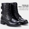 imageVepose Womens Combat Boots Low Heel Mid Calf Military Boots with Card Knife Wallet PocketLeatherblack