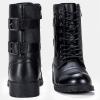 imageVepose Womens Combat Boots Low Heel Mid Calf Military Boots with Card Knife Wallet PocketLeatherblack